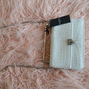 Botkier Lennox Small White Croc Embossed Crossbody